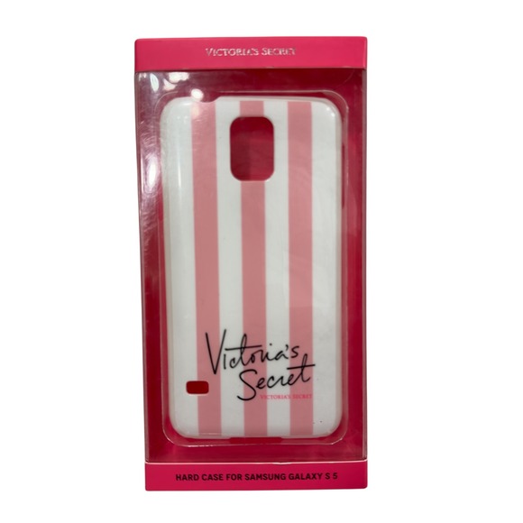 Victoria's Secret Other - NEW Victoria's Secret Samsung Galaxy S5 Hard Case Pink White Striped Logo‎